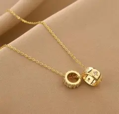 サージカルステンレス 金アレ トゥーリング✨ ネックレス 【爆売れ】 czダイヤ