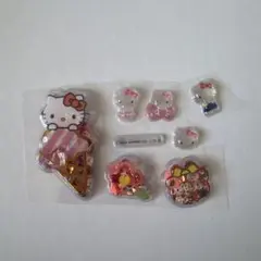 ボンボンドロップシールミニ　ハローキティ　ピンク　赤おすそ分け　スパンコール
