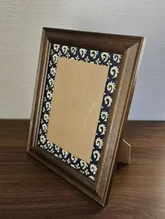 木製フォトフレーム　写真立て　額縁　縦横置き型　壁掛け　ブラウン