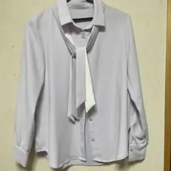 LES MUES 薄紫 リボン付き長袖シャツ S