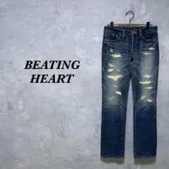 BEATING HEART デニムパンツ ダメージ加工 ブルー S 4569
