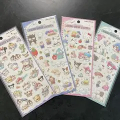 フラッフィースケッチステッカー　サンリオ　ディズニー　４枚セット