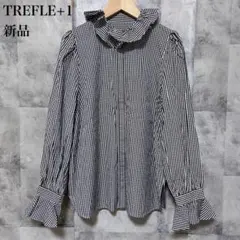 【TREFLE+1】HANAブラウス ギンガムチェック 新品 FREE 黒 白のサムネイル