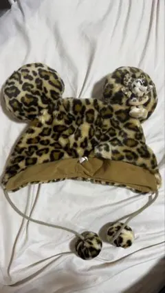 ミニー ヒョウ柄 ファンキャップ 茶色