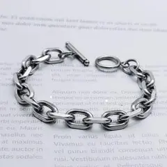 8mm 19cm　マンテルブレスレット　4面カット　Tチェーン　ユニセックス