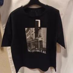 Sans souci 34+ 汗染み防止フォトプリントTシャツ 　黒　新品未使用
