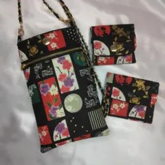 【特価】ポーチ　ハンドメイドショルダースマホポーチ　コインケース　大正ロマン3点