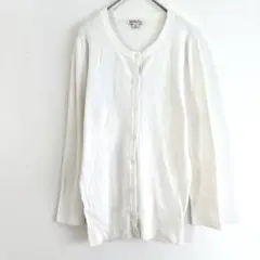 ホワイトカーディガン S シンプル 無地 フィット 上品 オフィス カジュアル