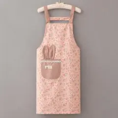 花柄エプロン ピンク レース付き ポケット付き かわいい キッチン 保育士