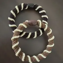 新品◇ブラウンゴールド系ツイストヘアゴム2個セット