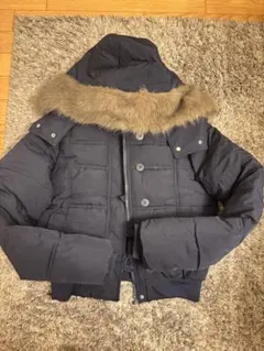 ネイビー ダウンジャケット ファー付き