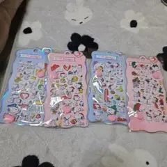 スヌーピー桃シリーズシール4枚セット