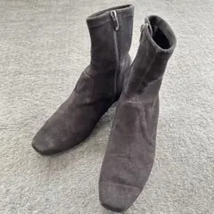 【Dhyana】❤️スエード ジッパー付きショートブーツ 黒 25㎝