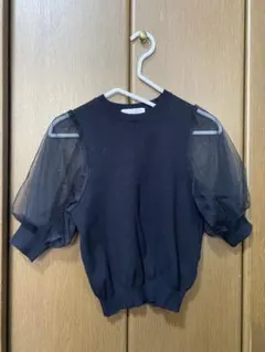 SENSE OF PLACE ブラック パフスリーブ 半袖トップス