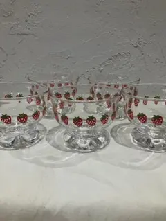 昭和レトロ　苺　デザートガラス食器　5個セット