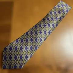 LANVIN ネクタイ ネイビー ゴールド 幾何学模様