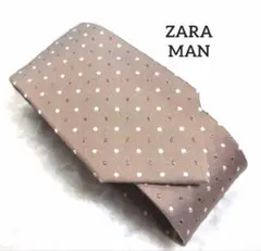 ZARA MAN ブラウンベージュネクタイ　ドット柄デザインのサムネイル