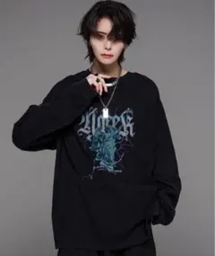 ヘビーコットンヴィンテージライクレトロロゴプリントピグメントTシャツのサムネイル