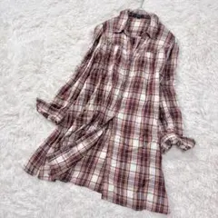 【COMME CA ISM✨】綿100％チェック柄シャツワンピ（L・訳あり）