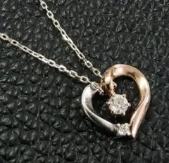 4℃ ヨンドシー ネックレス オープンハート シルバー コンビ ピンクゴールド