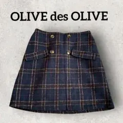 OLIVE des OLIVE チェック柄ミニスカート タイトスカート (F)紺のサムネイル