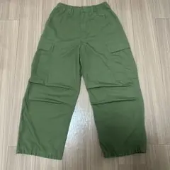 GU スーパーワイドカーゴパンツ オリーブ S ゆるだぼ ミリタリー 裾絞り