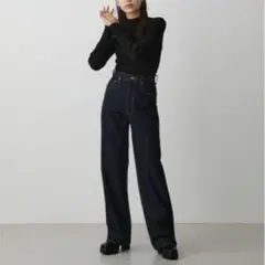アズールバイマウジー HIGH WAIST DENIM WIDE ３ 濃紺 S