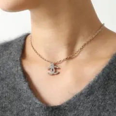 CHANEL 本物 ネックレス ダイヤ 黒 シルバー(正直に言うと売れなくて 