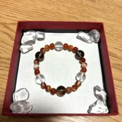 ブレスレット サードオニキス(6mm)×サシ水晶＆スモーキークォーツ(10mm)