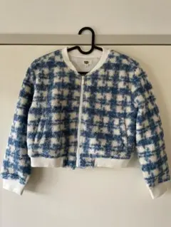 【新品未使用】水色と白の千鳥柄ジャケット