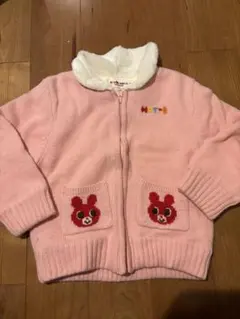 HOP- ピンク色 うさぎポケット アウター100