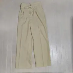 VIS ベージュ ベルト付き ハイウエストワイドパンツ Sサイズ