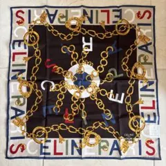 ◆新品未使用◆ CELINE チェーンプリント 大判ハンカチ 58cm スカーフ