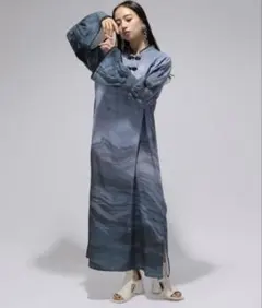 新品 HARE ハレ　landscapeチャイナワンピース　ブルー　総柄　ロングのサムネイル