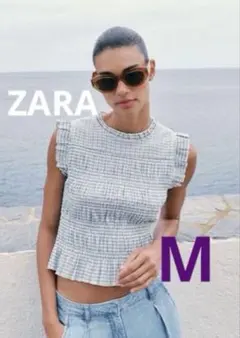 ZARA ギンガムチェック柄スモッキング加エトップス S - メルカリ