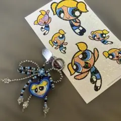 パワーパフガールズ バブルス シール & ビーズキーホルダー セット