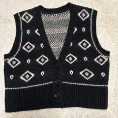 ニットベスト　黒　Ｖネック