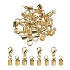 10セット　計20個　折り返し　コードエンドキャップ ローズ金色 5mm