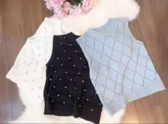 INGNI ラインストーンノースリニット(ホワイト)