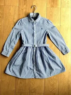 シャツワンピース 青と白のストライプ