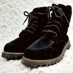 美品 24㎝◎NORTH DATE スノーブーツ 黒 サイドジップ スパイク付き