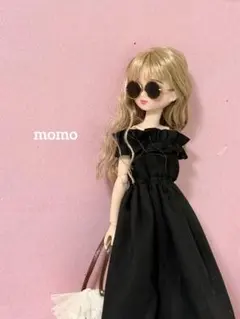 22cmドール服 ブラックオフショルワンピース×サングラス♡コーデ2点セットのサムネイル