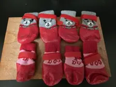 犬用靴下 赤とグレー 4足　2セット　サイズ表示　S