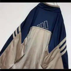 adidas トラックジャケット ジャージ ゴールド×ネイビー ロゴ刺繍 3XO