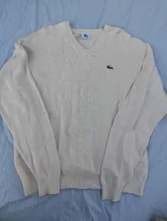 LACOSTE Vネック ニット セーター アイボリー