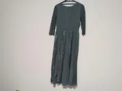 ミントグリーン ロング丈 レースワンピース　Lサイズ