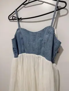 新品タグ付き　Helmデニムチュールキャミワンピース　M しまむら
