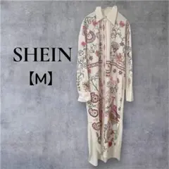 SHEIN 【M】シーイン 花柄 ロングシャツワンピース ロング ワンピース