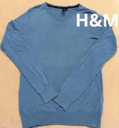 H＆M/DIVDED薄めのニットセーター（M）ブルー
