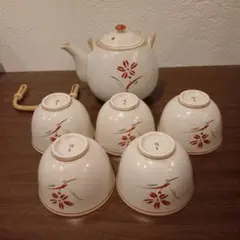 未使用　橘吉　たち吉　急須　湯呑　セット　和食器　赤絵